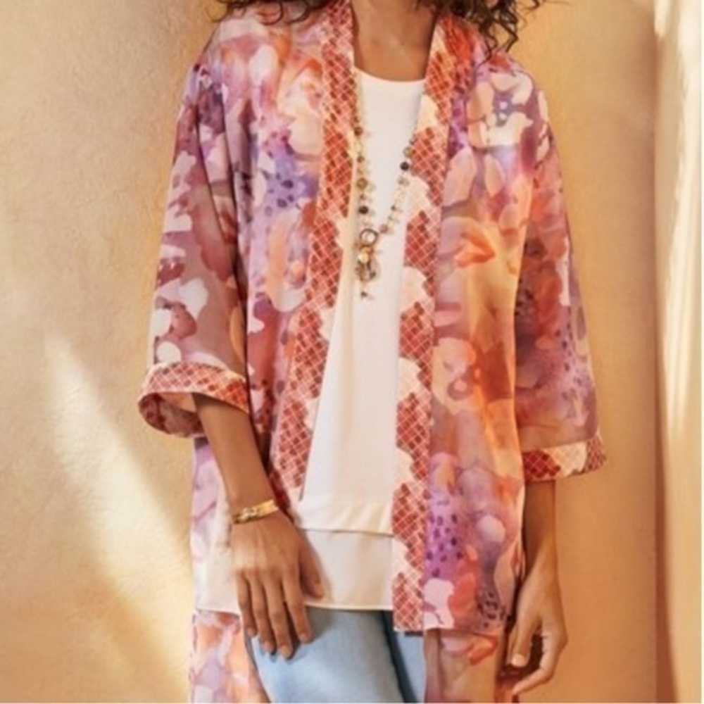 Soft Surroundings cool cat kimono size large